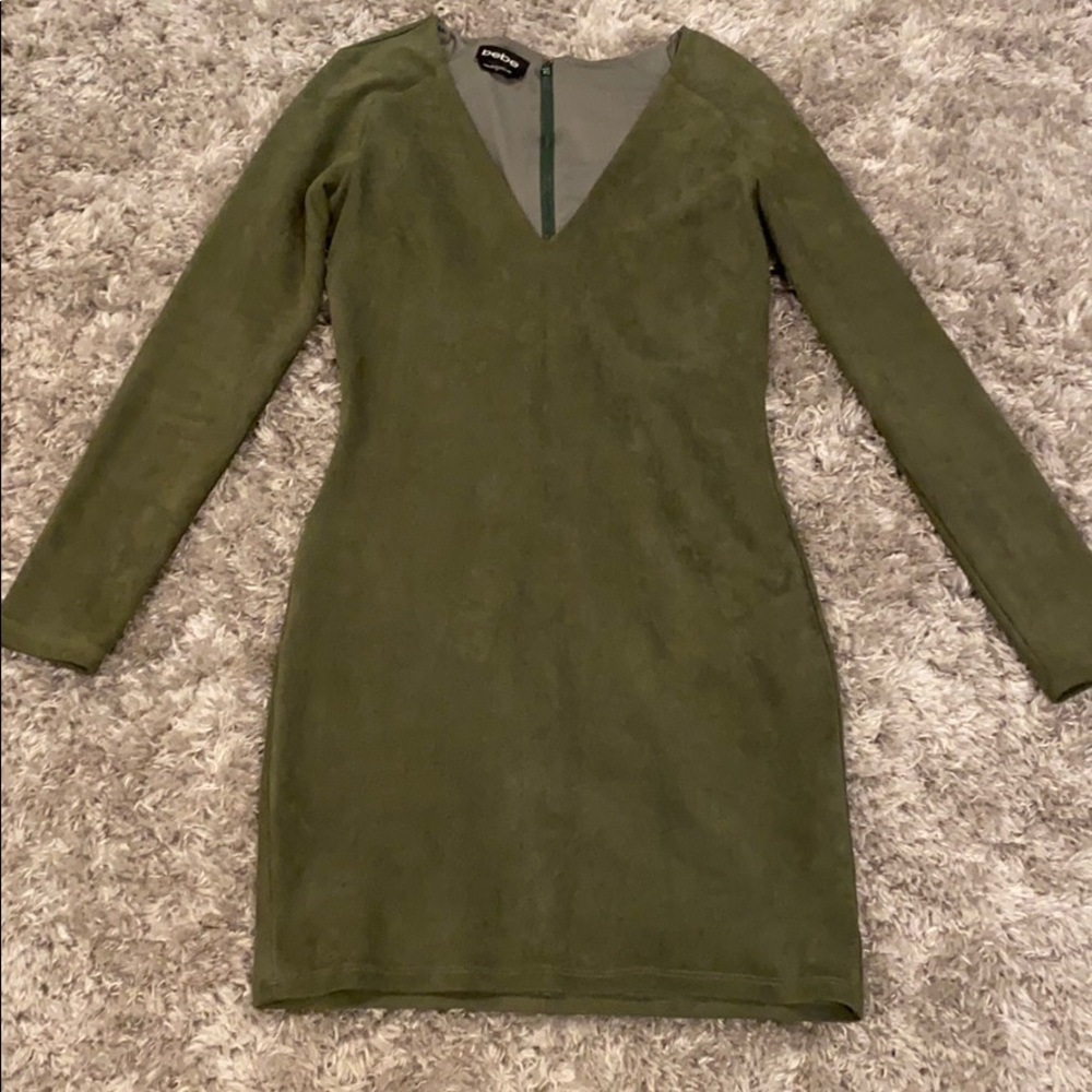 Forest green suede Bebe dress